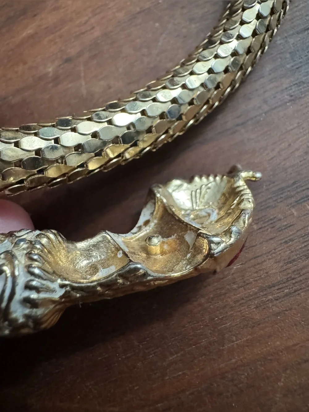 Vintage DL Auld Goldtoned Metal Mesh Adjustable Snake Choker Necklace *READ*